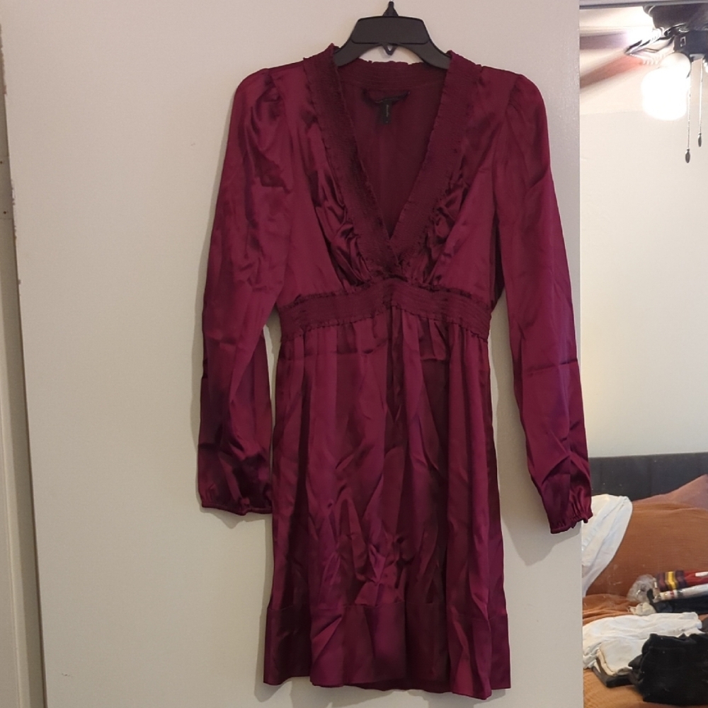BCBGMaxAzria Long Sleeve Burgundy Dress